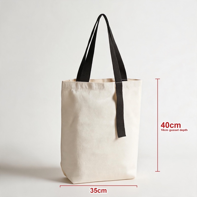 Black · Ribbon Strap · Gusseted · 35 × 40 × 10 cm