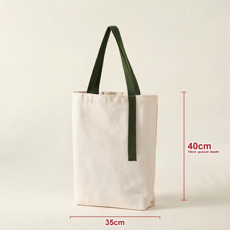 Green · Ribbon Strap · Gusseted · 35 × 40 × 10 cm