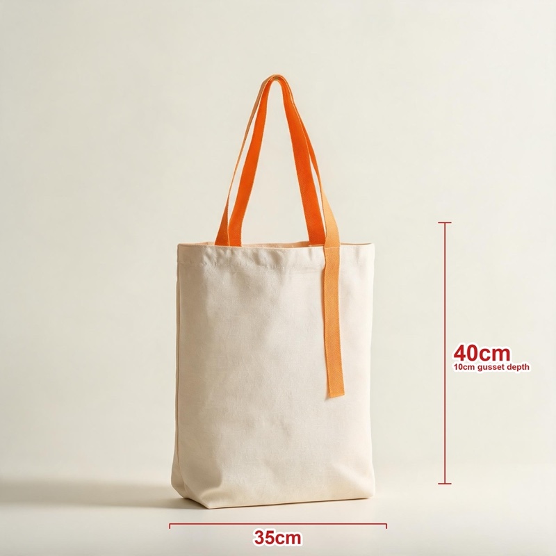 Orange · Ribbon Strap · Gusseted · 35 × 40 × 10 cm