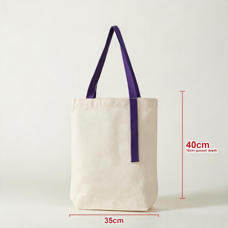 Purple · Ribbon Strap · Gusseted · 35 × 40 × 10 cm