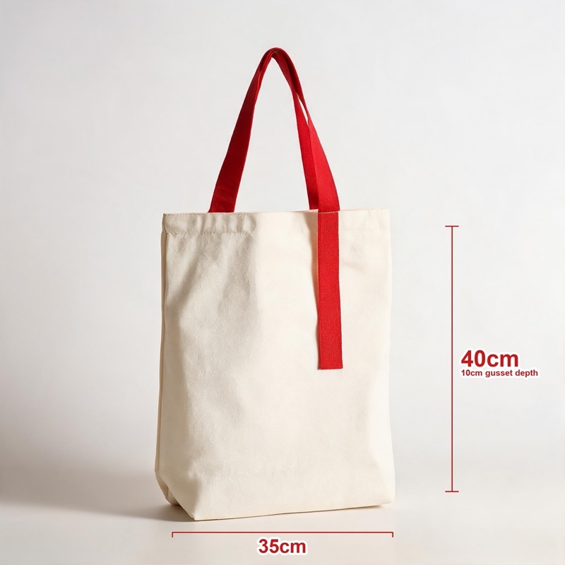 Red · Ribbon Strap · Gusseted · 35 × 40 × 10 cm