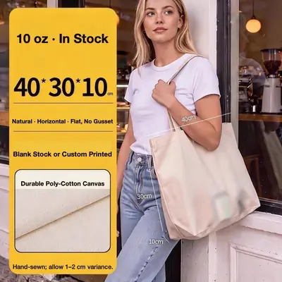 Blank Cotton Canvas Tote Bag — 10 oz / 12 oz Promotional Shopper