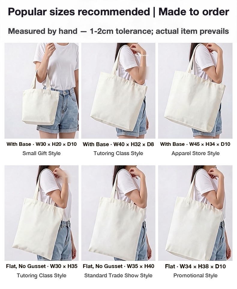 Ribbon-Handle Canvas Tote — 12 oz Promotional Shopper — specifications and construction detail