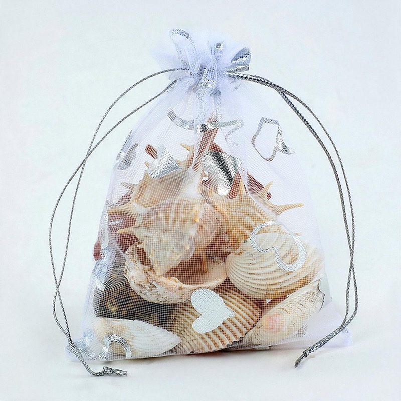 Foil Rose & Heart Organza Drawstring Bag — Hot-Stamped Wedding & Party Favour Pouch — specifications and construction detail