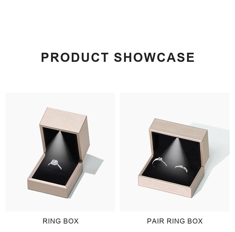 LED Lighted Brushed PU Leather Jewellery Box — Ring, Pendant, Bangle, Bracelet & Set Cases — specifications and construction detail