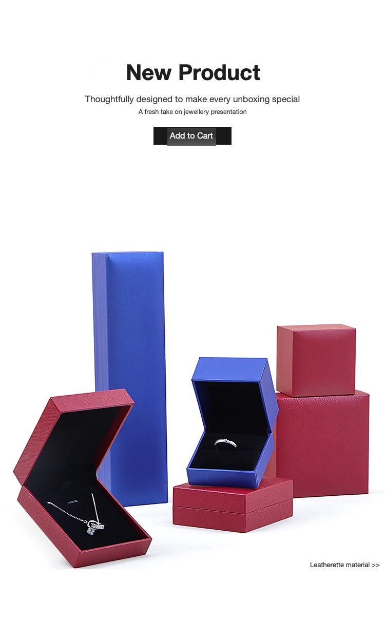 Right-Angle Leatherette Jewellery Box — Ring, Pendant, Bangle & Bracelet Cases — specifications and construction detail