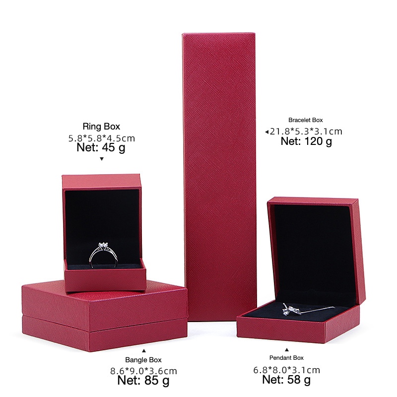 Right-Angle Leatherette Jewellery Box — Ring, Pendant, Bangle & Bracelet Cases — specifications and construction detail