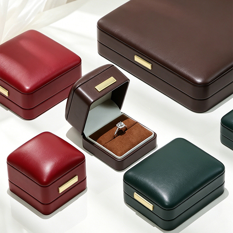 Rounded Gold-Edge PU Leather Jewellery Box — Ring, Pendant, Bangle & Bracelet Cases — specifications and construction detail