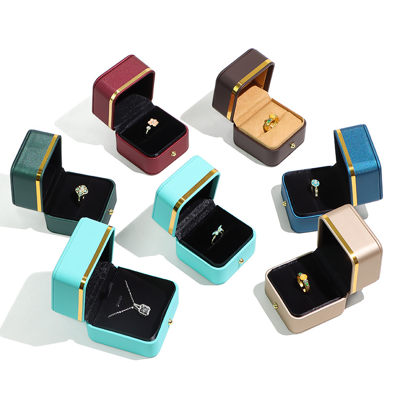 Rounded Gold-Edge PU Leather Jewellery Box — Ring, Pendant, Bangle & Bracelet Cases — specifications and construction detail