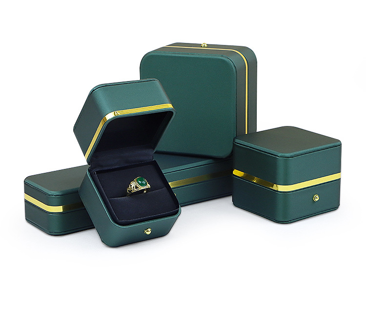 Rounded Gold-Edge PU Leather Jewellery Box — Ring, Pendant, Bangle & Bracelet Cases — specifications and construction detail