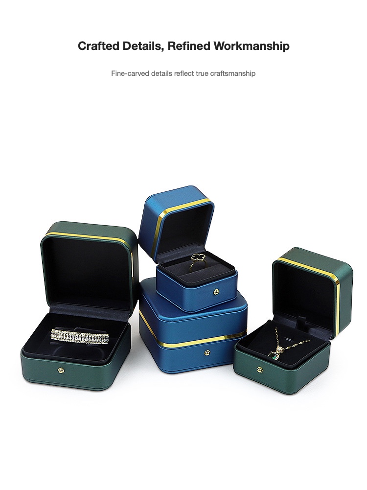Rounded Gold-Edge PU Leather Jewellery Box — Ring, Pendant, Bangle & Bracelet Cases — specifications and construction detail