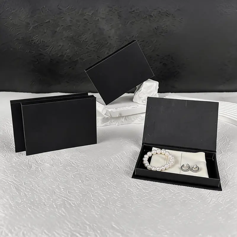 Slim Book-Style Jewelry Box —  Textured Paper Case