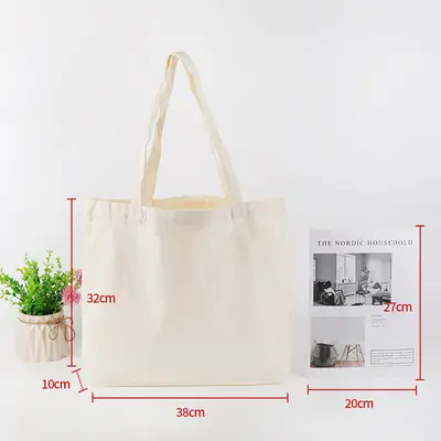 Blank Cotton Canvas Shoulder Tote — Student Shopper & Promotional Bag