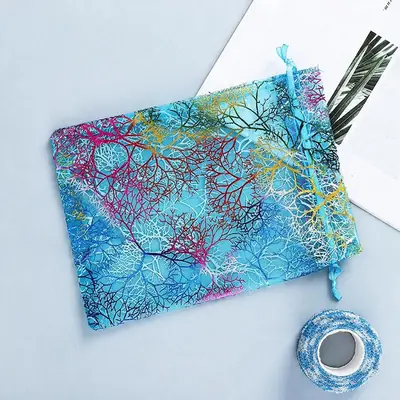 Coral Foil Drawstring Gift Bag — Sheer Organza Jewellery & Favour Pouch