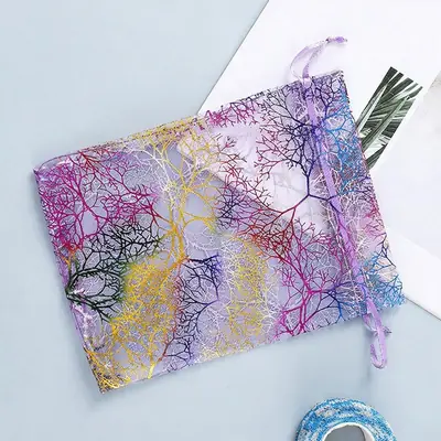 Coral Foil Drawstring Gift Bag — Sheer Organza Jewellery & Favour Pouch