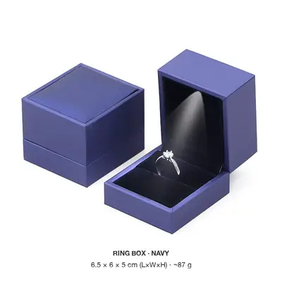 LED Lighted Brushed PU Leather Jewellery Box — Ring, Pendant, Bangle, Bracelet & Set Cases