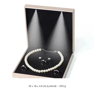 LED Lighted Brushed PU Leather Jewellery Box — Ring, Pendant, Bangle, Bracelet & Set Cases
