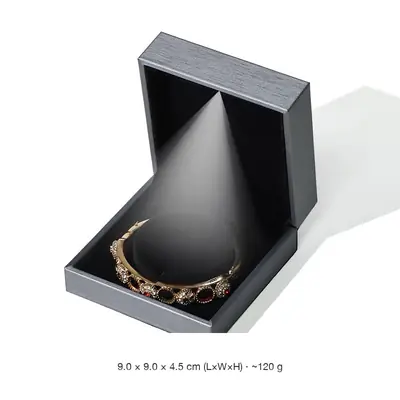 LED Lighted Brushed PU Leather Jewellery Box — Ring, Pendant, Bangle, Bracelet & Set Cases