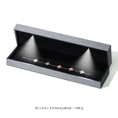 LED Lighted Brushed PU Leather Jewellery Box — Ring, Pendant, Bangle, Bracelet & Set Cases