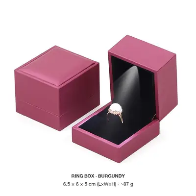 LED Lighted Brushed PU Leather Jewellery Box — Ring, Pendant, Bangle, Bracelet & Set Cases