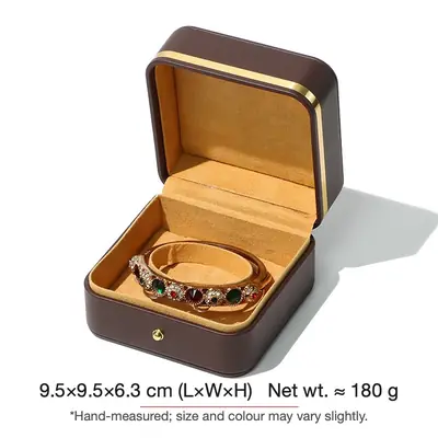 Rounded Gold-Edge PU Leather Jewellery Box — Ring, Pendant, Bangle & Bracelet Cases