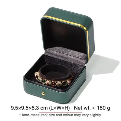 Rounded Gold-Edge PU Leather Jewellery Box — Ring, Pendant, Bangle & Bracelet Cases