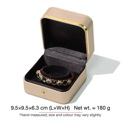 Rounded Gold-Edge PU Leather Jewellery Box — Ring, Pendant, Bangle & Bracelet Cases