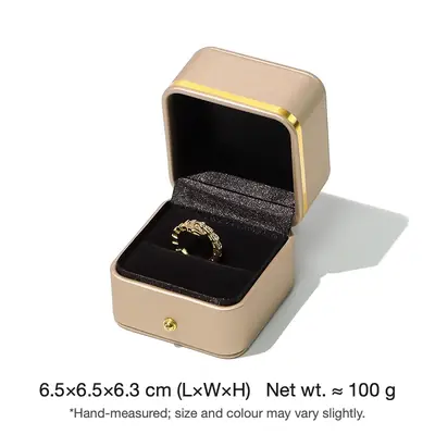 Rounded Gold-Edge PU Leather Jewellery Box — Ring, Pendant, Bangle & Bracelet Cases