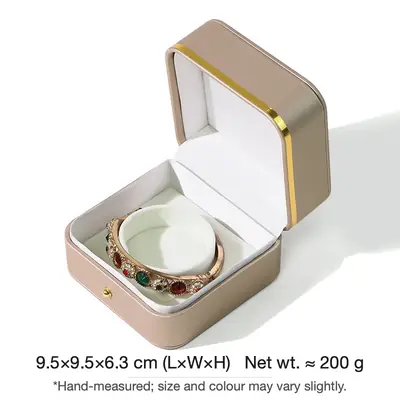 Rounded Gold-Edge PU Leather Jewellery Box — Ring, Pendant, Bangle & Bracelet Cases