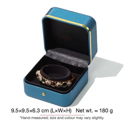Rounded Gold-Edge PU Leather Jewellery Box — Ring, Pendant, Bangle & Bracelet Cases