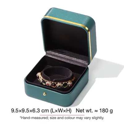 Rounded Gold-Edge PU Leather Jewellery Box — Ring, Pendant, Bangle & Bracelet Cases