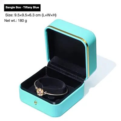 Rounded Gold-Edge PU Leather Jewellery Box — Ring, Pendant, Bangle & Bracelet Cases