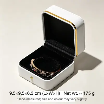 Rounded Gold-Edge PU Leather Jewellery Box — Ring, Pendant, Bangle & Bracelet Cases