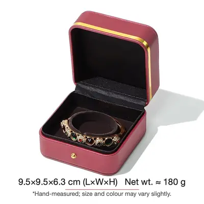 Rounded Gold-Edge PU Leather Jewellery Box — Ring, Pendant, Bangle & Bracelet Cases