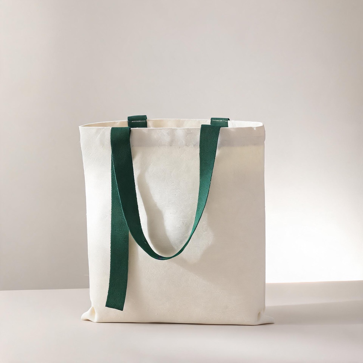 Green Flat Ribbon Handle - Size 35 x 40 (12 oz Poly-Cotton) / 12 oz Poly-Cotton Canvas