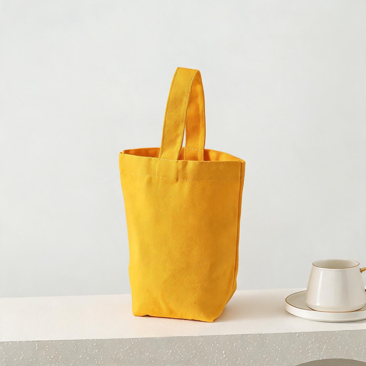 Yellow Single Handle - 12 oz Heavy Poly-Cotton - Size 21 x 23 x 10 / 12 oz Poly-Cotton Canvas