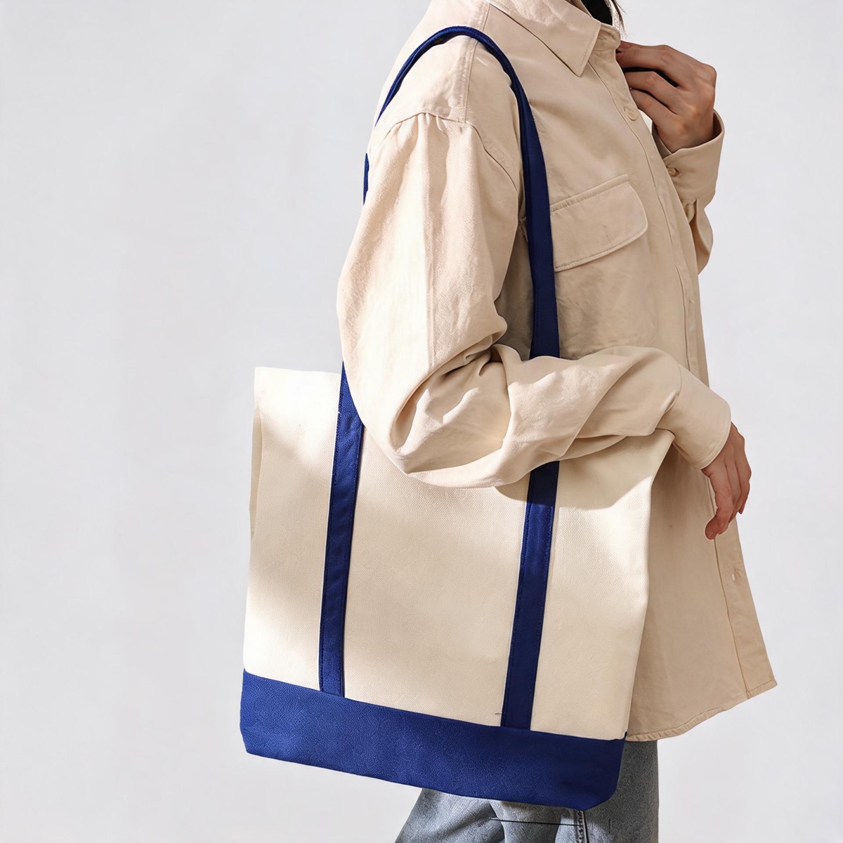 Blue Contrast Gusset - 12 oz Heavy Poly-Cotton - Size 34 x 39.5 / 12 oz Poly-Cotton Canvas