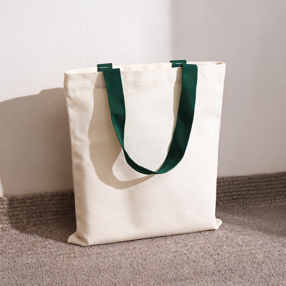 Green Webbing Handle - 12 oz Heavy Poly-Cotton - Size 35 x 40 / 12 oz Poly-Cotton Canvas