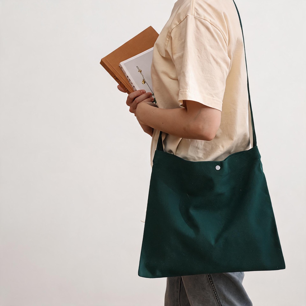 Green Crossbody - 12 oz Heavy Poly-Cotton - Size 35 x 30 / 12 oz Poly-Cotton Canvas