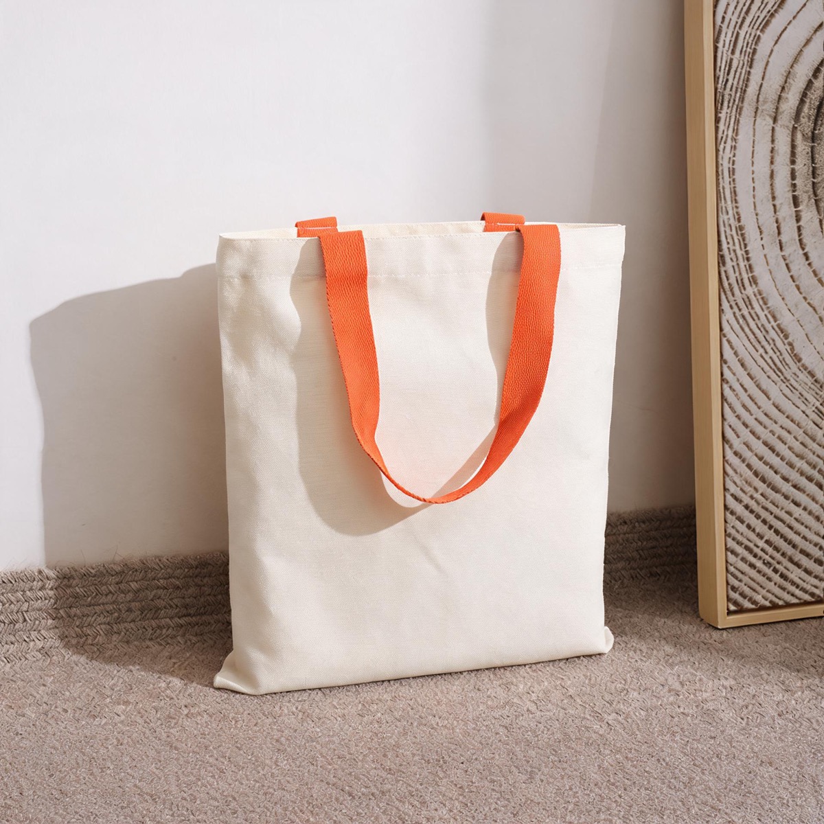 Orange Webbing Handle - 12 oz Heavy Poly-Cotton - Size 35 x 40 / 12 oz Poly-Cotton Canvas