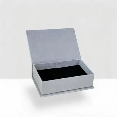 Slim Book-Style Jewelry Box —  Textured Paper Case
