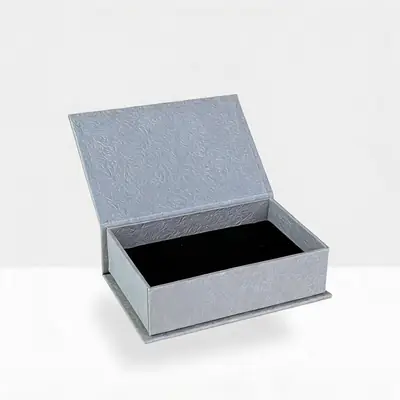 Slim Book-Style Jewelry Box —  Textured Paper Case