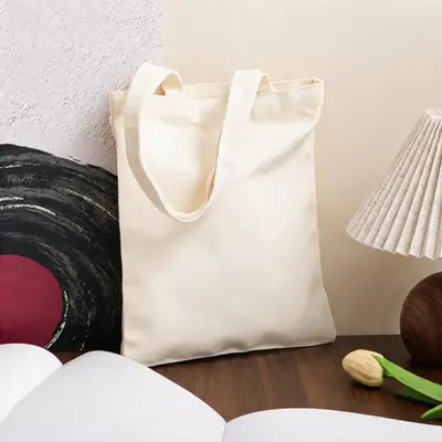 Ribbon-Handle Canvas Tote — 12 oz Promotional Shopper