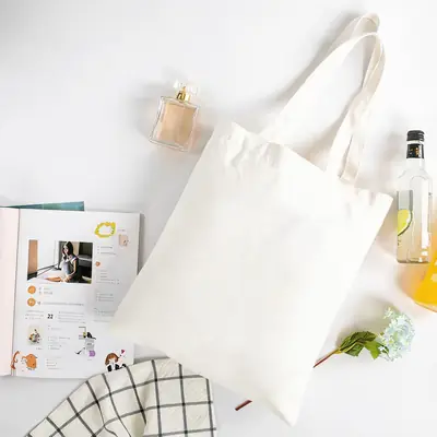 Ribbon-Handle Canvas Tote — 12 oz Promotional Shopper