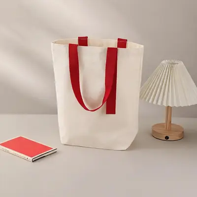 Ribbon-Handle Canvas Tote — 12 oz Promotional Shopper