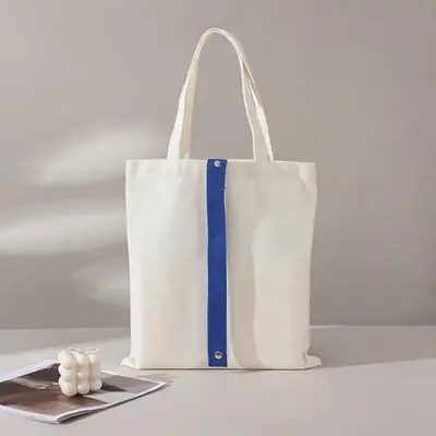 Ribbon-Handle Canvas Tote — 12 oz Promotional Shopper