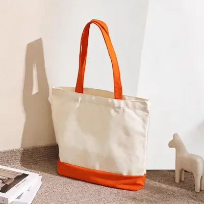 Ribbon-Handle Canvas Tote — 12 oz Promotional Shopper