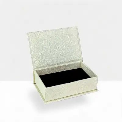 Slim Book-Style Jewelry Box —  Textured Paper Case