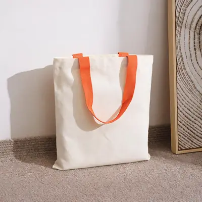 Ribbon-Handle Canvas Tote — 12 oz Promotional Shopper